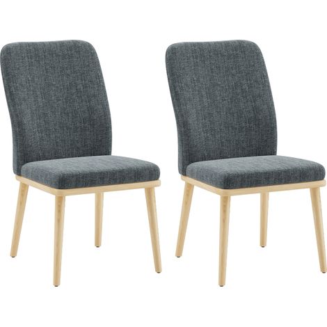 COLAMY 2er Set Esszimmerstühle mit Hoher Rückenlehne – Holzstruktur, Eleganter Vintage-Stil, Grau
