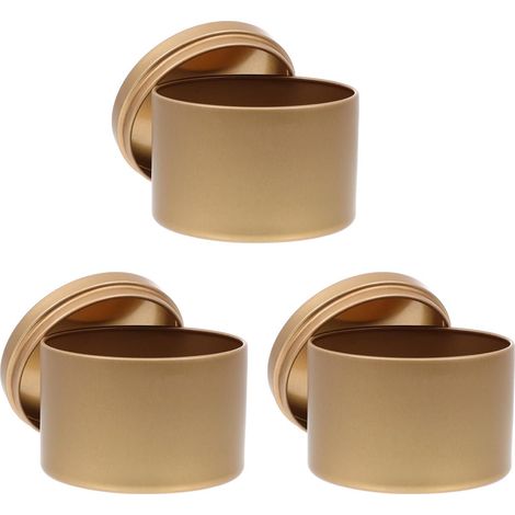 Lot de 3 Pots en Fer Ronds Vides pour Bougies Parfumées, Contenant en Métal Doré, pour Décorations D'événements et Anniversaires (1/5)