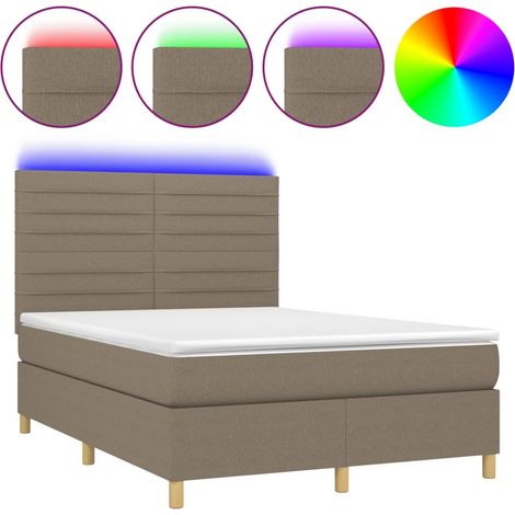 Maison Exclusive - Sommier à lattes de lit et matelas et LED Taupe 140x190cm Tissu (1/5)