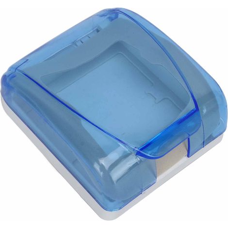 Boîtier de prise universel étanche type 86, boîtier de protection mural transparent pour interrupteur de salle de bain, bleu (1/5)