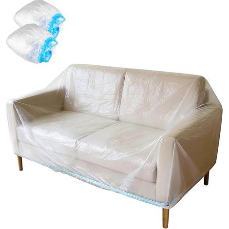 Funda de tela plástica transparente, impermeable, para sofá, muebles, cama, sofá, funda protectora, adecuada para sofá (180 x 100 x 80 cm). (1/5)