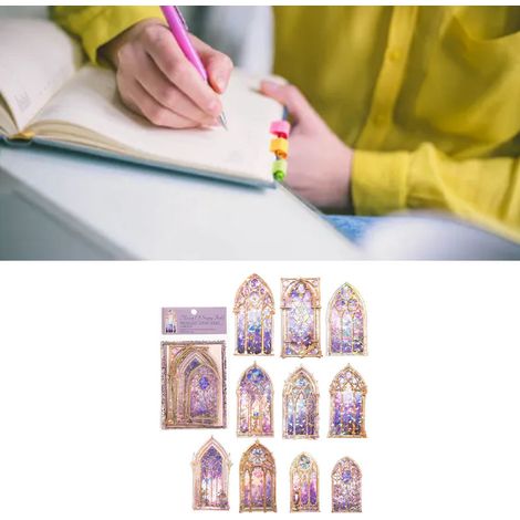 Momo PET Monats-Sticker-Set: Sonata-Serie, lasergeschnittene goldene 3D-Dekorationssticker für Handbücher (10 Bögen) – Königreich der Sternennacht (1/5)