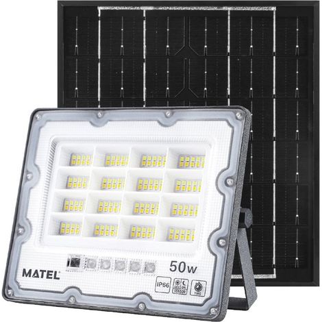 Proiettore LED con pannello solare programmabile e telecomando (400W 3CCT 3000lm) IP65 18,8x15,2cm grigio