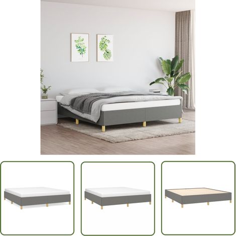 The Living Store Bettgestell ohne Matratze Dunkelgrau 160x200 cm Stoff - Bettes Gestell - Doppelbett - Boxspringbetten - Lattenrost - Dunkelgrau (1/5)