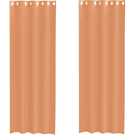 Maison Exclusive - Voile Vorhänge mit Ösen 2 Stk. Terrakotta (1/5)