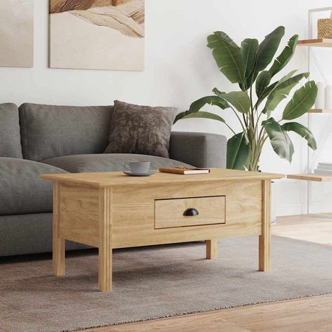 vidaXL  Coffee Table  with Drawer BODO Honey Brown 100 x 55 x 45.8 cm