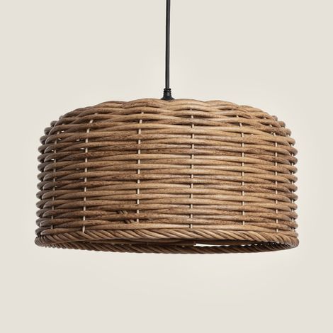 Pendelleuchte Außen Rattan-Effekt Léa Drum S Natürlich