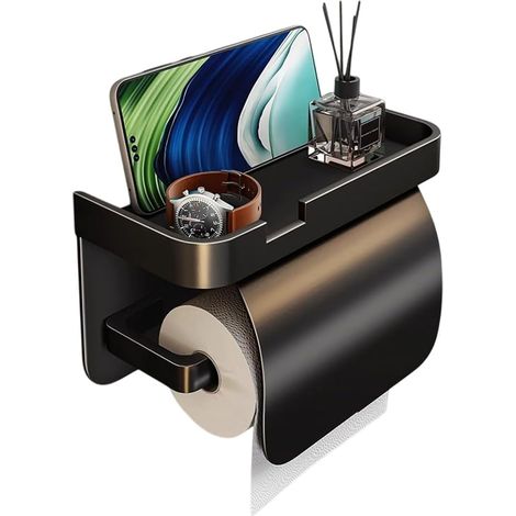 Porte Papier Toilette, Support Papier Toilette Mural, Rangement Papier Toilette - Distributeur De Papier Toilette en Aluminium avec Couvercle Imperméable (1/5)