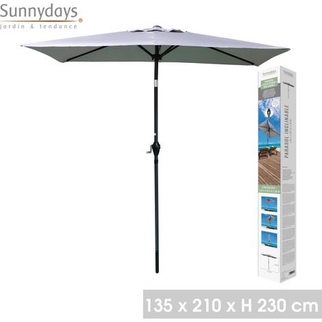 Parasol inclinable "Villa Verde" - Gris clair - P 135 x L 210 x H 230 cm - Livraison gratuite