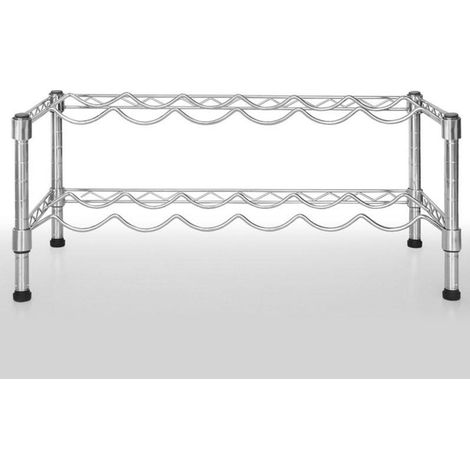 Porte-vin Support à bouteilles de vin Trentin Métal Plaqué chrome 2 étages Pour 12 bouteilles