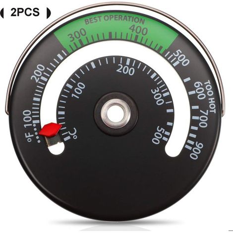 Thermomètre à jauge de Température-Thermometre-2Pcs-Magnétique-100-500°C-pour cheminée,tuyau de poêle,brûleur de bûches,cheminée (1/5)