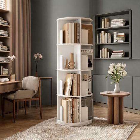 Étagère d'affichage tournante blanche pour livres et décoration (1/5)