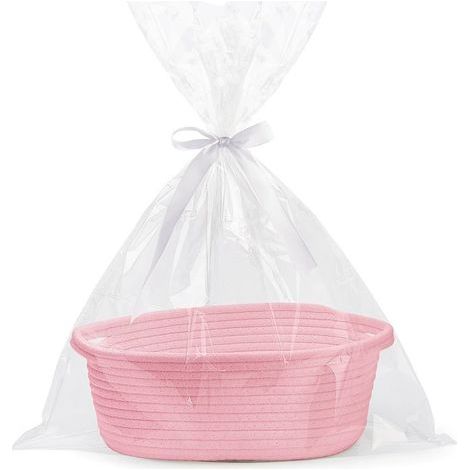 Petit panier tressé avec sacs cadeaux et rubans, panier cadeau vide, panier à cadeaux, panier à jouets pour bébé, panier pour chambre d'enfant, 30,5 x 20 x 13 cm