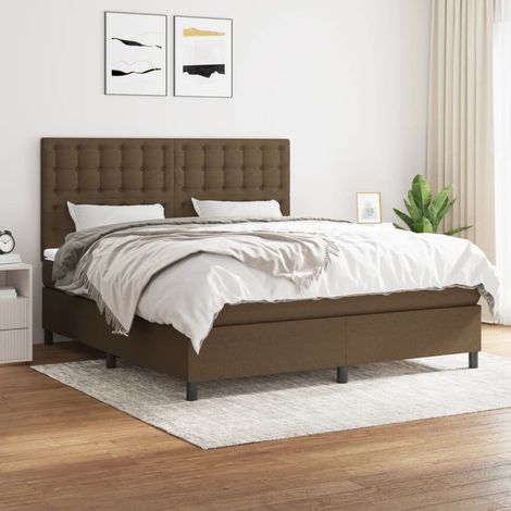 Sommier à lattes de lit avec matelas Marron foncé 160x200 cm vidaXL (1/5)