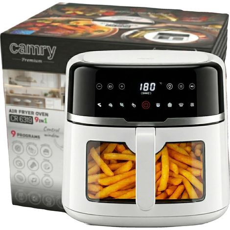 Friteuse à air, capacité de 8L, 9 programmes de cuisson, BLANC, UE (1/5)