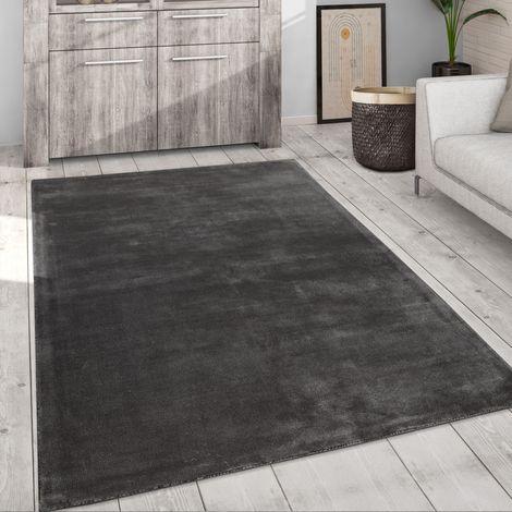 Paco Home Teppich Wohnzimmer Vintage Kurzflor Handgewebt Modernes Muster Einfarbig 120x170 cm, Grau