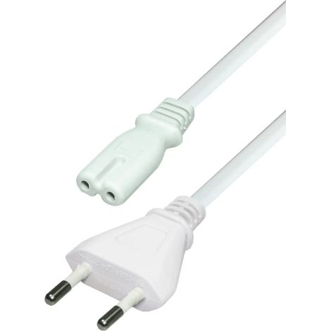 cavo di alimentazione euro plug 2 solchi kema C7 videoregistratore bianco 1,5 mt