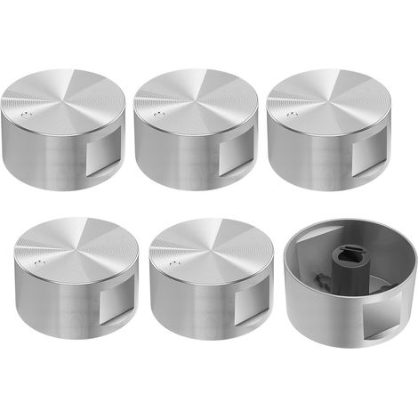 Set mit 6 Ofenknöpfen, 6 mm Knöpfe für Gasherde und Kochfelder, silberfarbene Metallknöpfe für Herde und Kochfelder. (1/5)