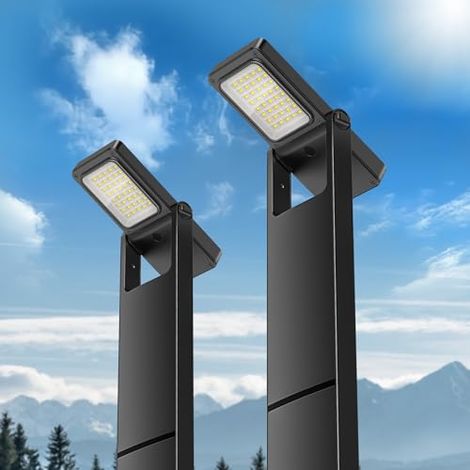 Luces solares para jardín, 300 LM, 2200 mAh, luz cálida y blanca, temperatura de color dual, resistencia al agua IP65 para caminos, patios y césped (paquete de 2)