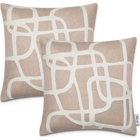 Paco Home Funda Cojín Decoración Motivo Escandinavo Juego 2 Fundas Sofá Decorativo Beige 1, 2pcs-Set