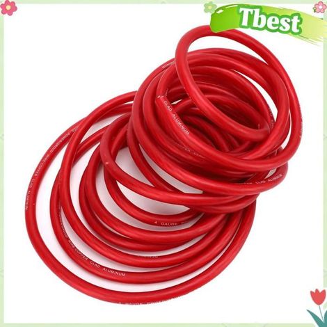 Tbest câble de batterie de calibre 4 Câble de terre d'alimentation en aluminium plaqué cuivre, fil de calibre 4, moto cosses Rouge