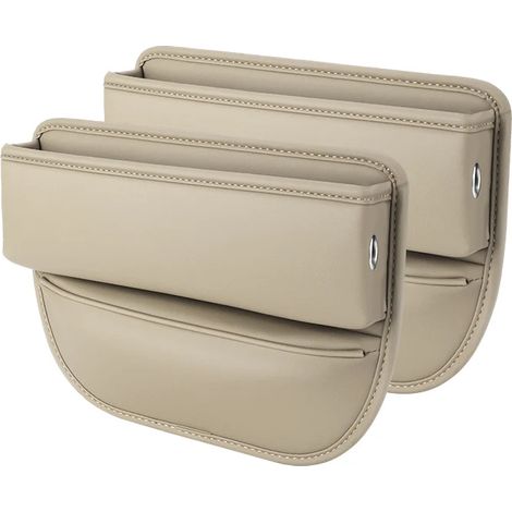 (Beige - Lot de 2) 1 paire de boîtes de rangement en cuir pour voiture, pochettes multifonctions pour siège conducteur, accessoires de rangement intérieurs auto (1/5)