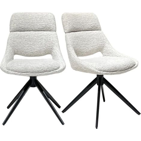 Lot 2 chaises repas pivotantes 360° tissu écru pieds métal – MAPLE (1/5)