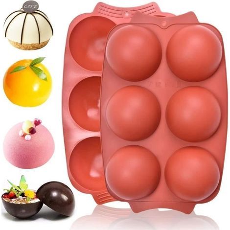 Schokoladenform - ZGEER - Halbkugel - Lebensmittelechtes Silikon - 2 Stück - 6 Mulden (1/4)