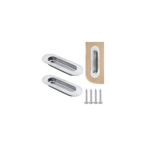 Poignée de porte coulissante en acier inoxydable 304 – Design ovale intégré – Installation facile avec vis – Pour portes en bois, aluminium ou acier