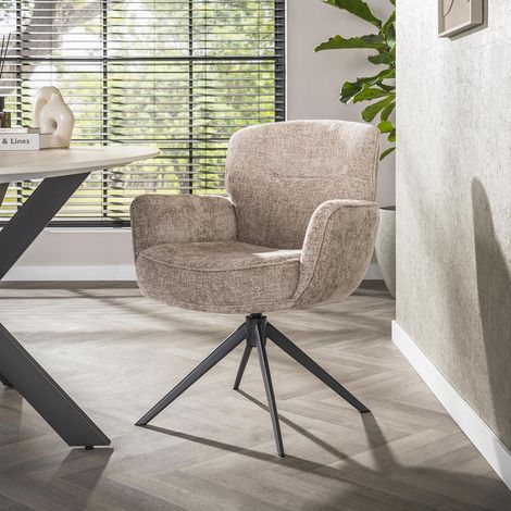 Chaise de salle manger pivotante en tissu chenille Zaya (lot de 2) (1/5)