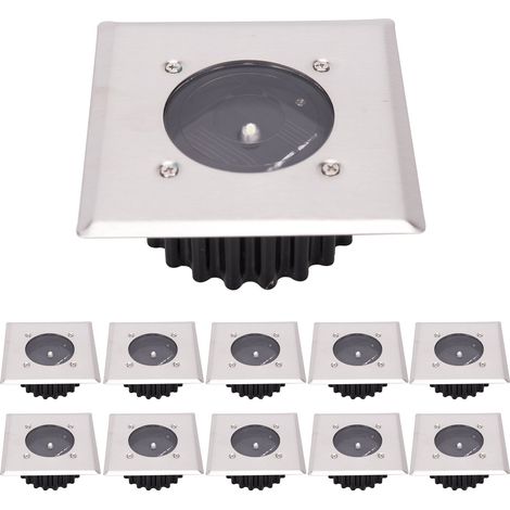 Lot de 10 lampes solaires LED encastrées au sol, éclairage extérieur, éclairage public, étanches IP65 (blanc froid) (1/5)