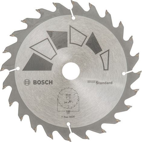 Kreissägeblatt STANDARD D= 160 mm, Bohrung= 20 mm, Z= 24