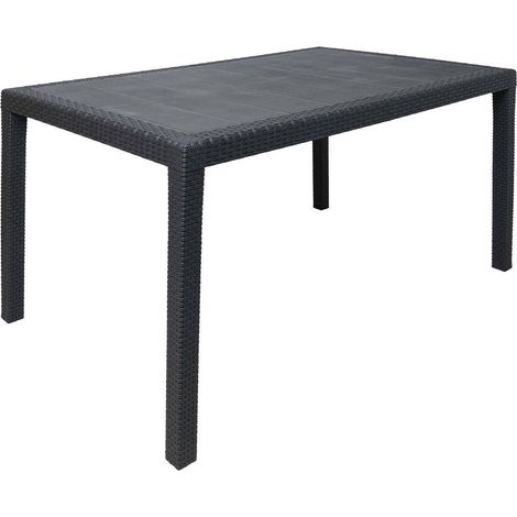 Tavolo da esterno Ariana, Ripiano rettangolare da pranzo, Tavolo da giardino multiuso effetto rattan, 100% Made in Italy, 150x90h72 cm, Antracite (1/5)