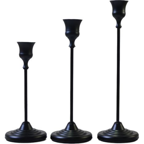3 supports métalliques pour bougies, décoration lumineuse de table (bougies non incluses), diamètre 9 cm, trois hauteurs, amovibles (1/4)