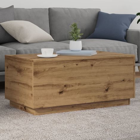 Mesa de centro con luces LED roble artisan 90x50x40 cm vidaXL