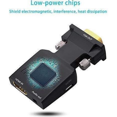 Adaptateur Hdmi Vers Vga - Convertisseur 1080p - Pour Moniteur Projecteur - 1920x1200 - Avec Port Audio 3 5mm - 1 Pièce (1/4)