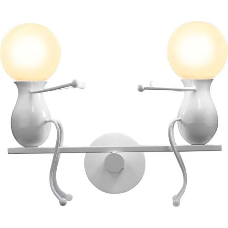 2 Lampen Wandleuchte Modernr Stil Wandlampe kreatives Wippen Lampenkörper für Kinderzimmer Flur - Weiß