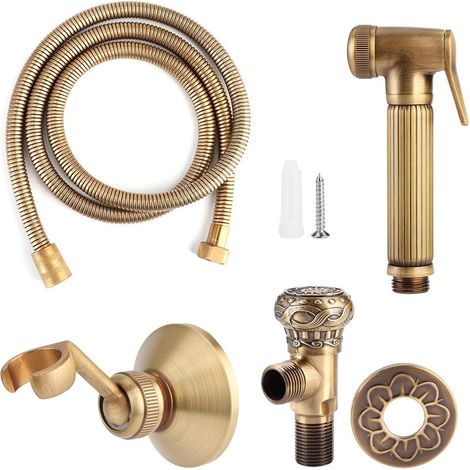Conjunto de bidé y ducha para inodoro, ducha de mano de latón para baño, juego de 4 piezas (bronce) (1/5)