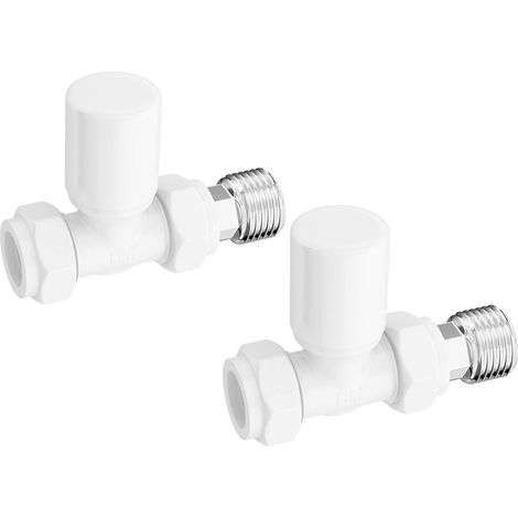 Signature Patterned Straight Radiator Valve Pair - White