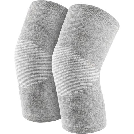 Genouillère en fibre de bambou - respirante - idéale pour le sport - antidérapante - disponible en plusieurs tailles - grise (1/5)