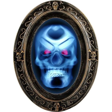 Espejo de Halloween, espejo parlante negro y dorado, forma ovalada, decoración espeluznante para casa embrujada