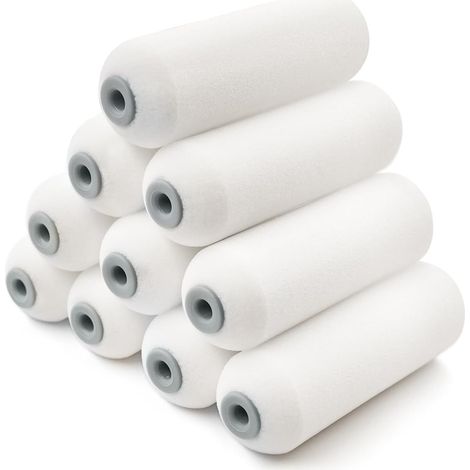 Lot de 10 Mini Manchons Mousse Haute Densité, Rouleaux Peinture Lisse, Idéal pour Surfaces Brillantes et Lisses (1/4)