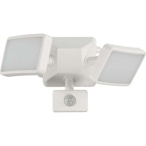 Projecteur LED blanc à détecteur de mouvement réglable, projecteur LED extérieur à double tête, étanche IP54, 1200 lm, 18 W, lumière du jour 6500 K, pour parc, garage, allée.