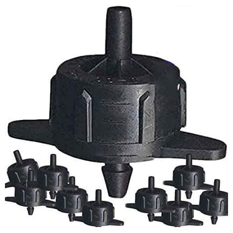 Lot de 100 goutteurs auto-compensateurs 4 litres Goutteurs détachables 4 l/h pour l'irrigation de plantes, pots, microtubes et tuyaux de 16 mm (1/4)
