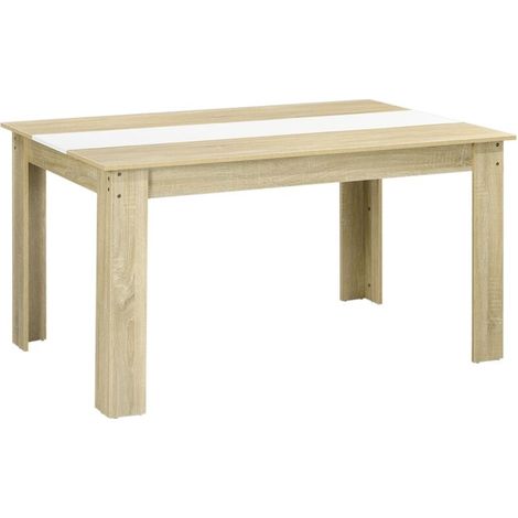 Table à manger en bois naturel et blanc pour 6 personnes, dimensions 140x90x75 cm, design moderne et élégant pour votre salle à manger (1/5)