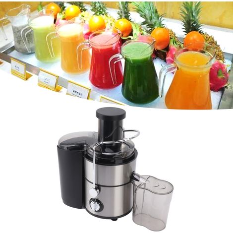 Extracteur de jus 500 W grand diamètre, multifonctionnel et ménager avec séparation de la pulpe, entièrement automatique, facile à nettoyer, moteur silencieux, sans BPA, norme européenne 220 V, argent (1/5)