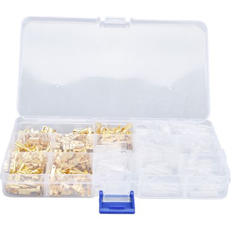 Kit d'assortiment de bornes de câblage : connecteurs bout à bout mâles et femelles à fourche avec manchon isolant