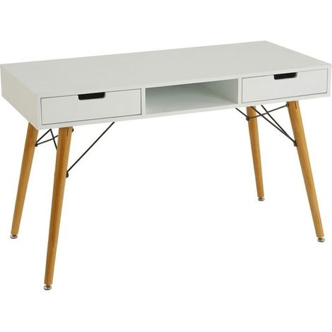 Scrittoio Console Tavolo Studio Legno Pino Bianco Moderno Casa 120x55x75cm (1/5)