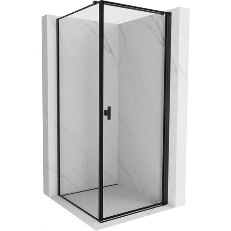 Mexen Mist-B cabina de ducha abatible derecha 80 x 80 cm, marco negro, negro - 8A2T-080-080-70-70-P (1/5)