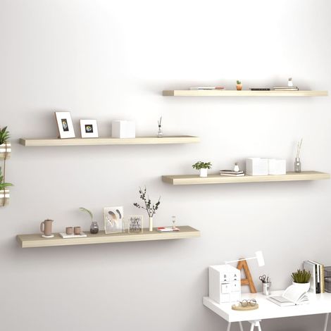 Estantes flotantes pared 4 uds MDF color roble 120x23,5x3,8 cm vidaXL